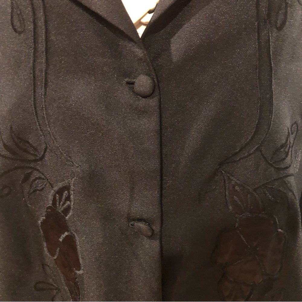 Vintage Floral Embroidered Gothic Full Length Oversized Duster / Trench Coat - Picture 10 of 16